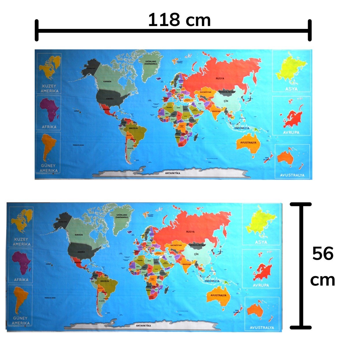 BUFFER® Renkli Atlas Dünya Haritası Manyetik Yapıştırıcı Gerektirmeyen Duvar Stickerı 118 CM * 56 CM