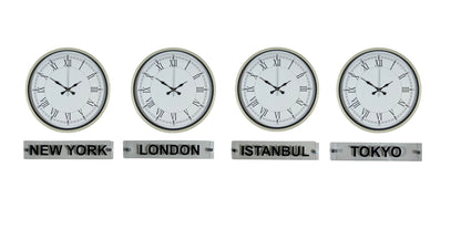 Elegant Krem 4’lü 36 Cm Tabelalı Dünya Saatleri