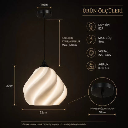 Pumpkin Tekli̇ Sarkıt Avi̇ze Yatak Odasi Avize – Salon Ve Mutfak Aydınlatması 22 X 37 Cm Beyaz Askı
