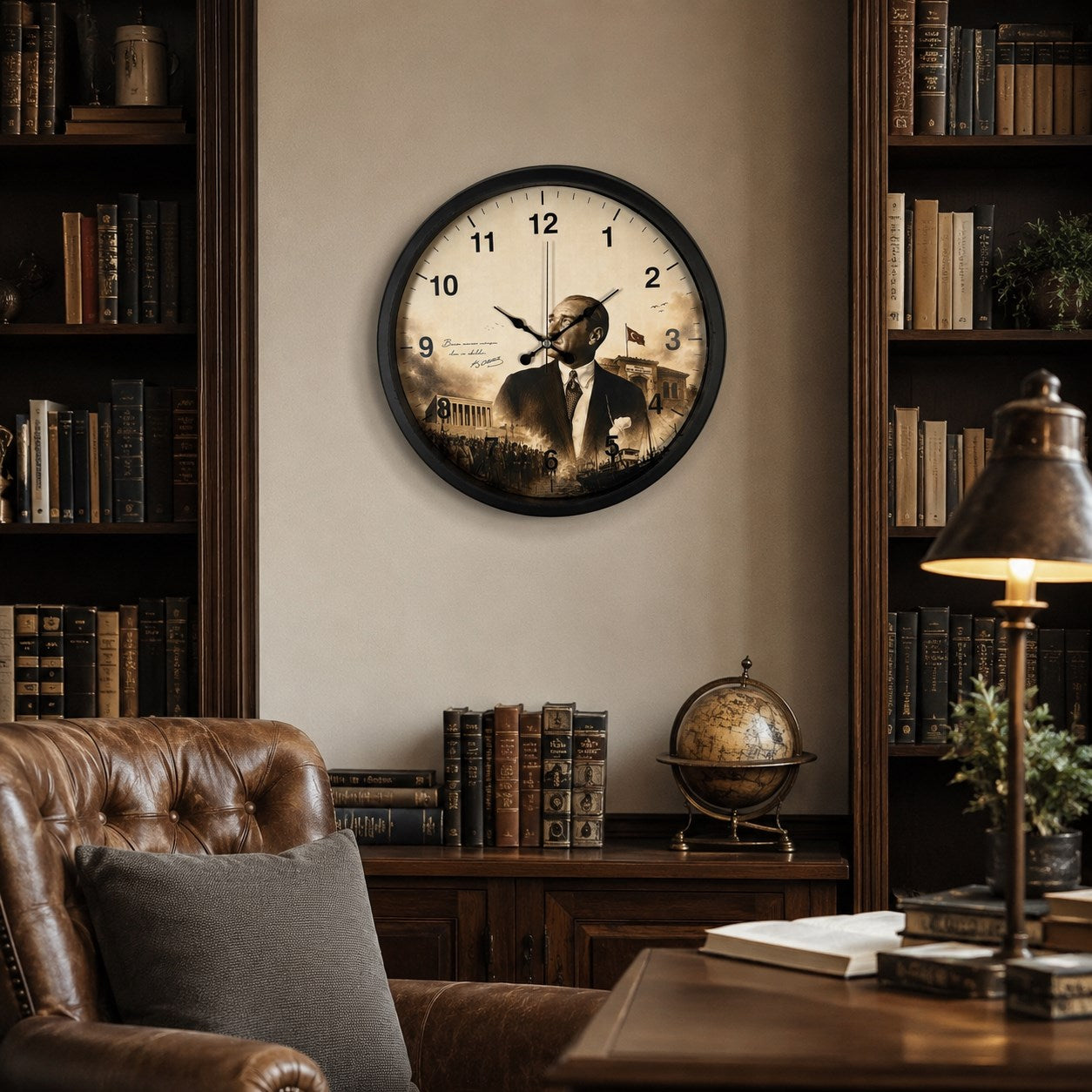 Cumhuriyet Mirası Siyah 40 x 40 Cm Metal Duvar Saati