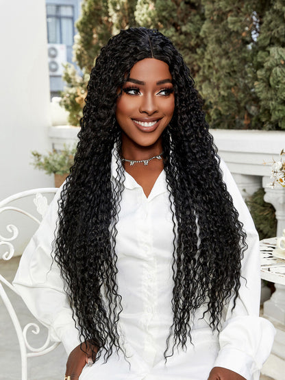 Afro Dalga Fiber Sentetik Tül Peruk - Siyah