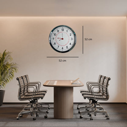 Krom Takvimli 52 x 52 Cm Metal Duvar Saati