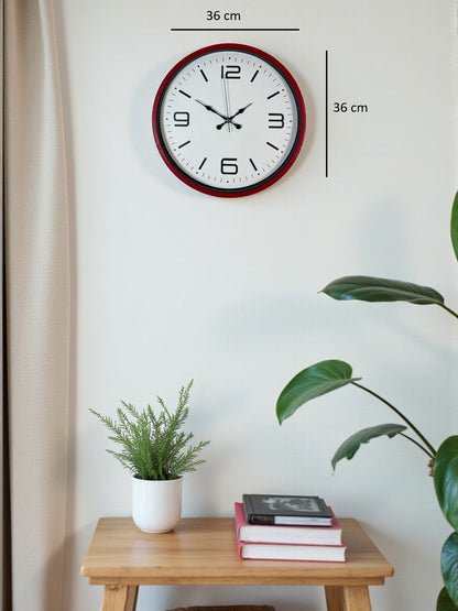 36 Cm Kırmızı Modern Dekoratif Duvar Saati