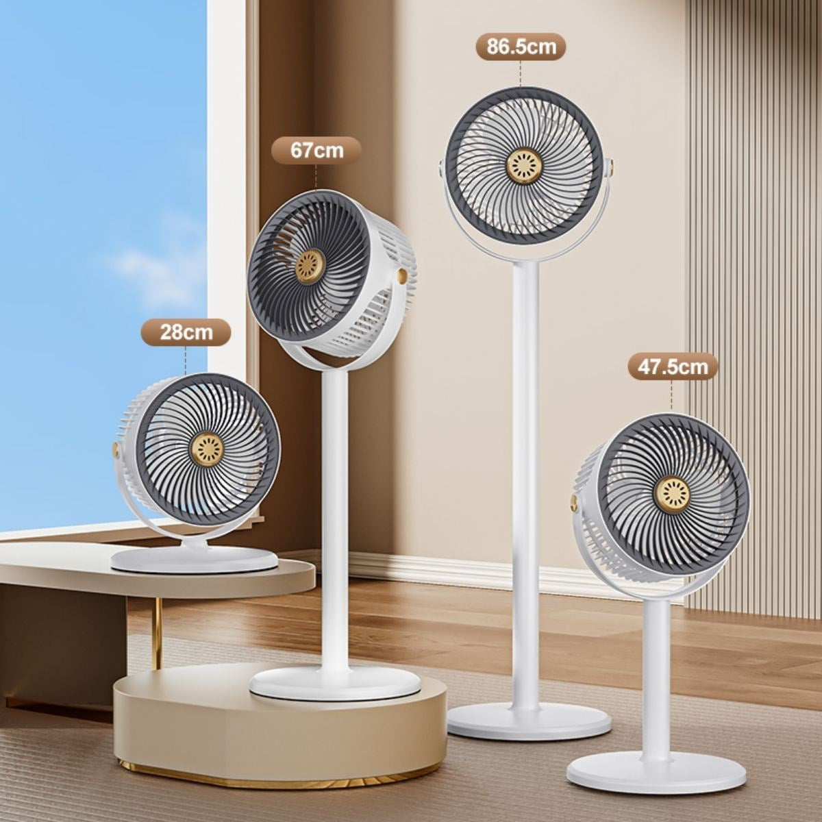 BUFFER® 5 Kademeli 4 Farklı Yükseklik Ayarlı Standlı Vantilatör – Taşınabilir Masaüstü ve Ayaklı Fan S34