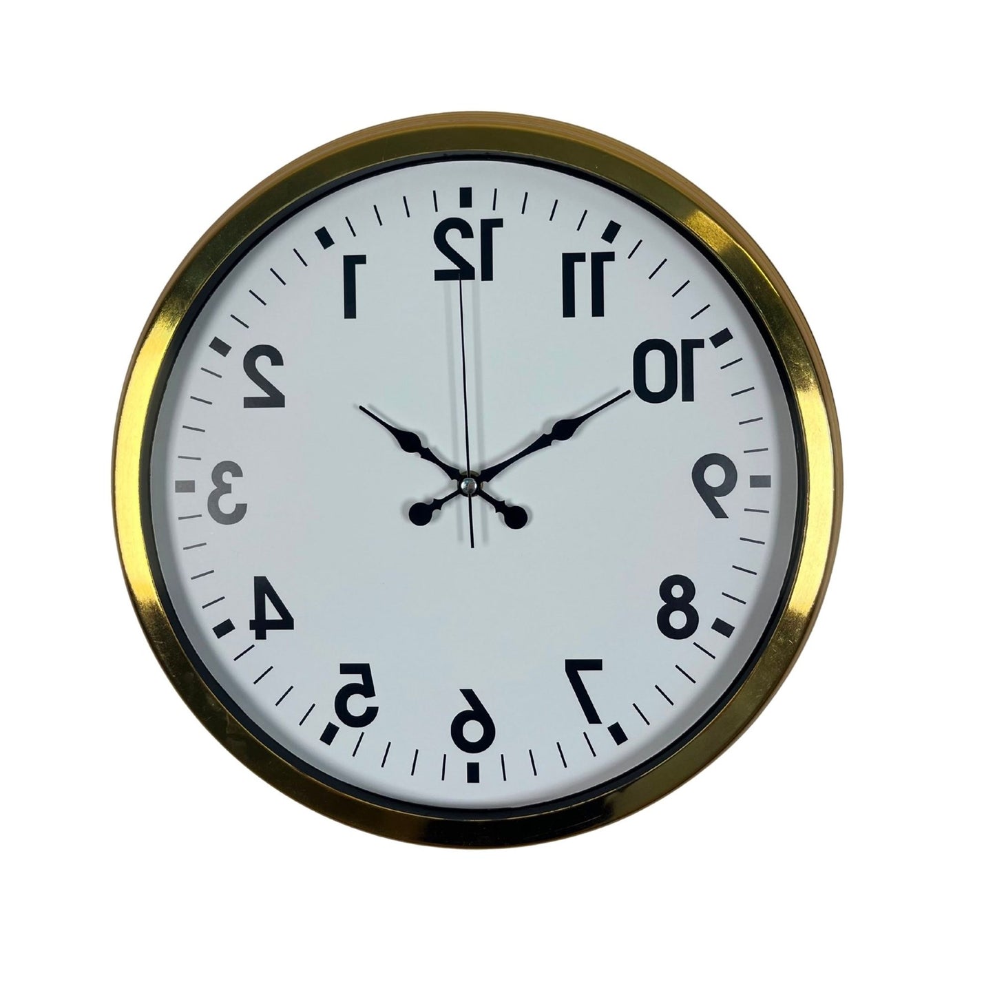 Gold Ters Zaman 40 x 40 Cm Metal Duvar Saati