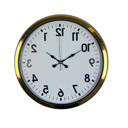 Gold Ters Zaman 40 x 40 Cm Metal Duvar Saati