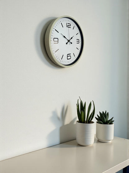 36 Cm Krem Modern Dekoratif Duvar Saati