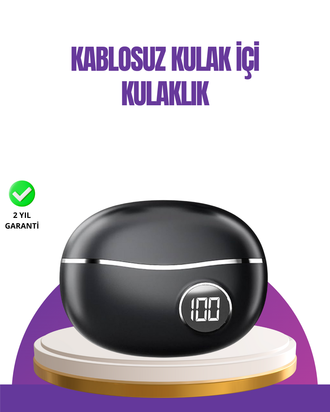 Dokunmatik Ekranlı Bluetooth Kulaklık – ANC, Suya Dayanıklı, Powerbank Kutulu