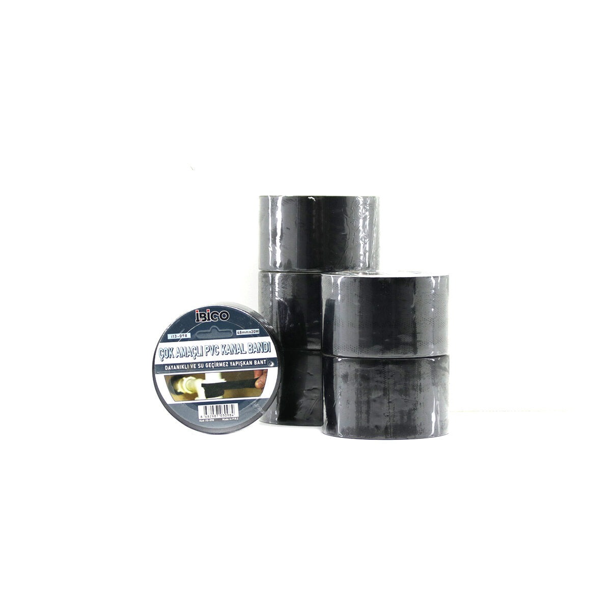 6 ADET 48MMX20MT SİYAH ÇOK AMAÇLI PVC KANAL BANDI BANT SU GEÇİRMEZ (5643)