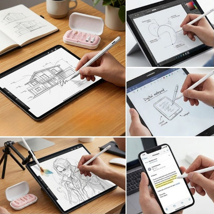 6 Adet Farklı Uçlı Universal Dokunmatik Kalem Ucu – Tablet ve Telefon Uyumlu Stylus Pen Yedek Başlıkları (5643)