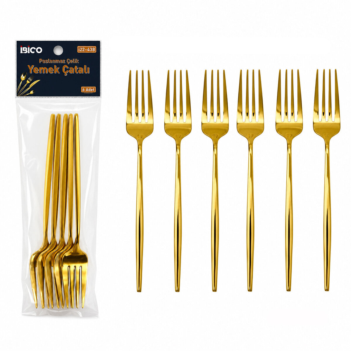 60 PARÇA GOLD YEMEK ÇATAL SETİ 21CM - 1 PAKET İÇİNDE 6 ADET VARDIR - 10 PAKET GÖNDERİLİR (5643)