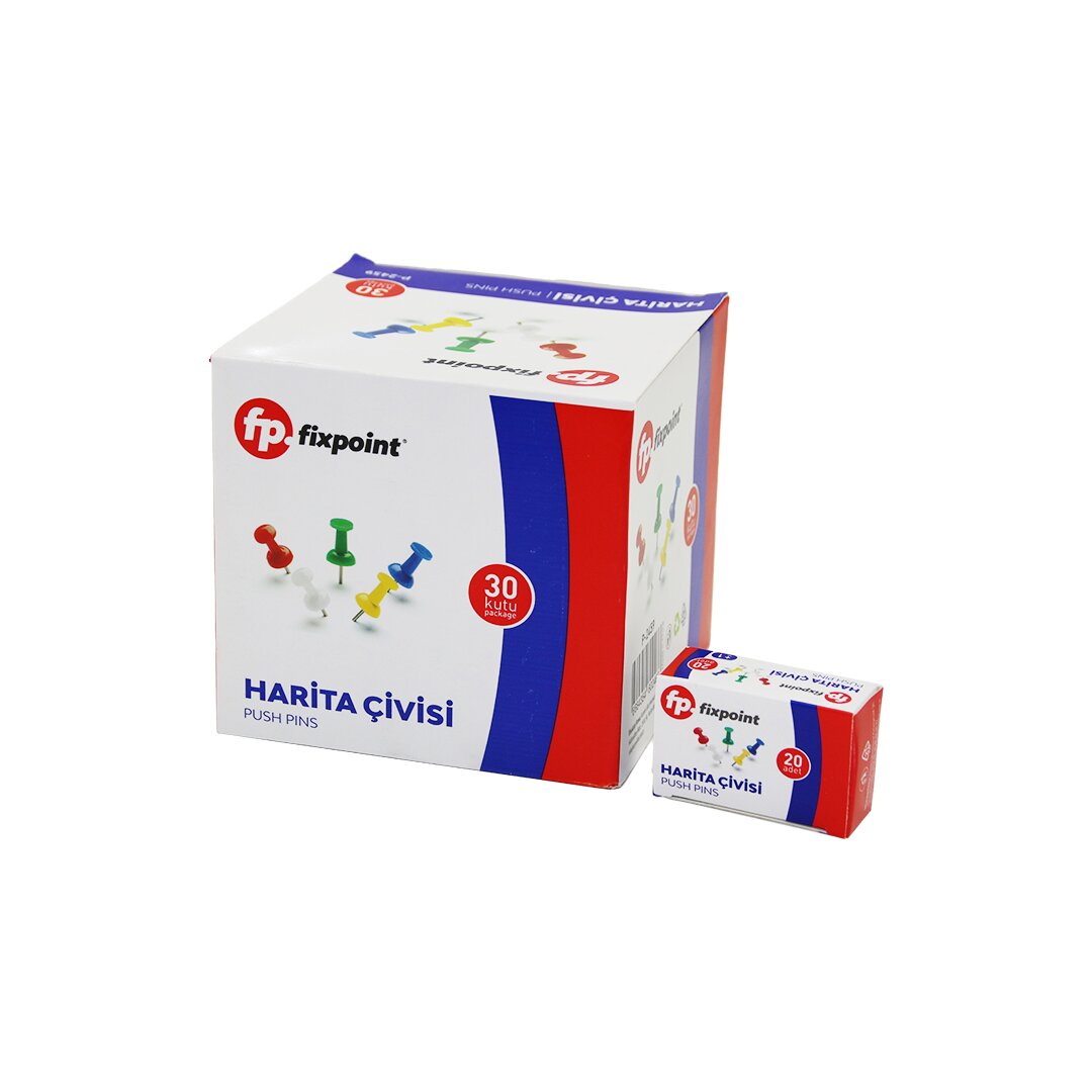 600 ADET HARİTA ÇİVİSİ RENKLİ = 20PCS X 30 (5643)