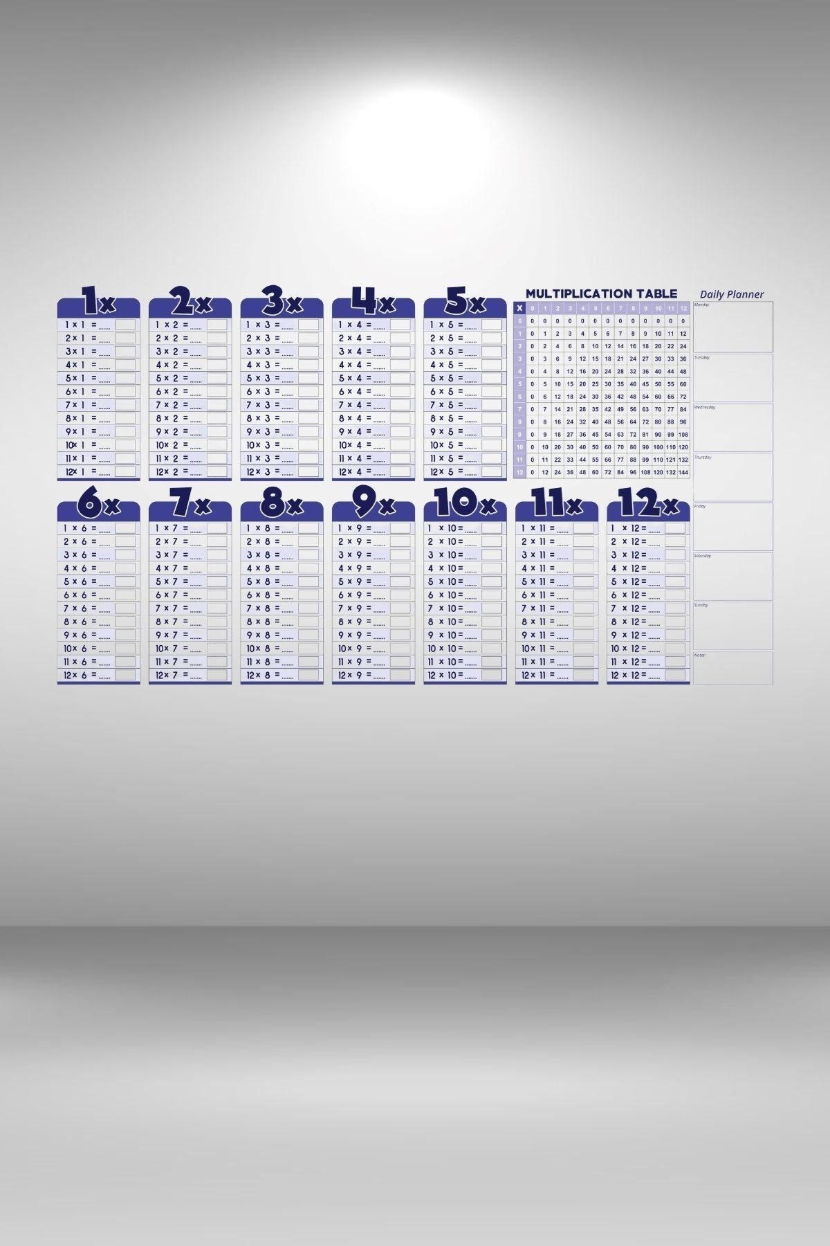 BUFFER® Statik Akıllı Kağıt Ingilizce Çarpım Tablosu 100x56 Cm