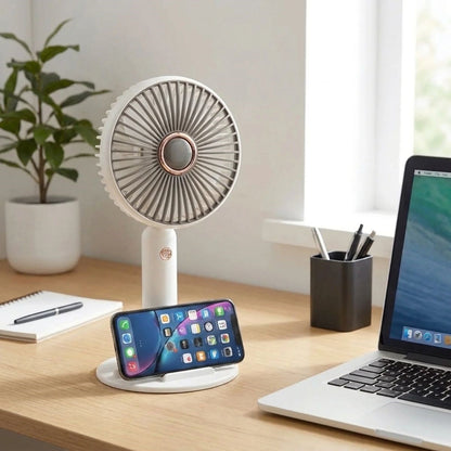 BUFFER® 3 Kademeli Masaüstü Fan – Telefon Tutuculu Standlı Taşınabilir Mini Fan ZB161