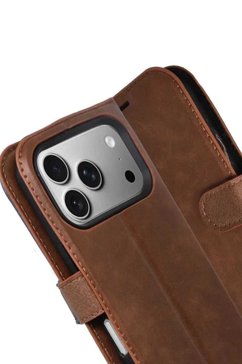 iPhone 17 Pro Max Trend S Plus Kapaklı Kılıf - Taba
