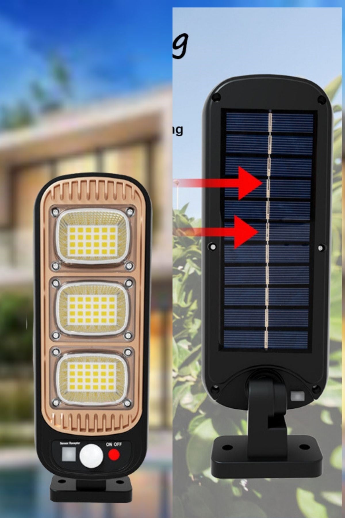 BUFFER® Sensörlü Güneş Enerjisi İle Şarj Olabilen Duvara Monte Solar Aydınlatma GL-84069