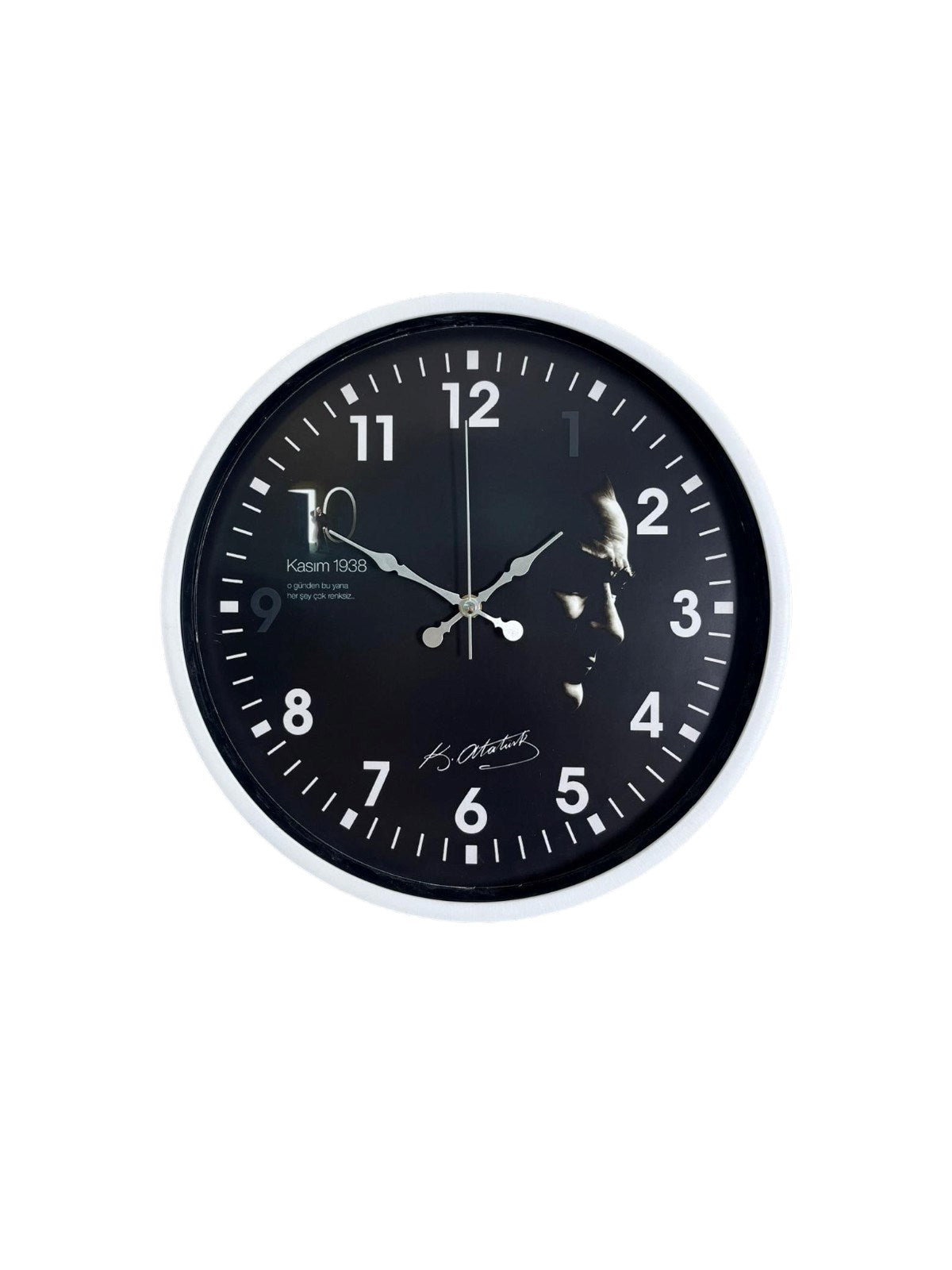 Beyaz 36 Cm Atatürk Modern Tasarım Duvar Saati