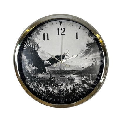 Krom Zafer Kanatları Taraftar Temalı 40 x 40 Cm Metal Duvar Saati