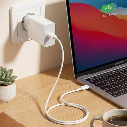 67W Hızlı Şarj Adaptörü USB to Type-C – PD Destekli, Akıllı Hızlı Şarj Başlığı, Güvenli Güç Adaptörü (5643)