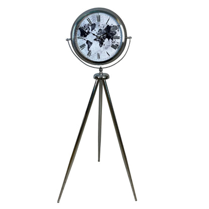 Krom Zaman Atlası 150 x 45 Cm Metal Duvar Saati