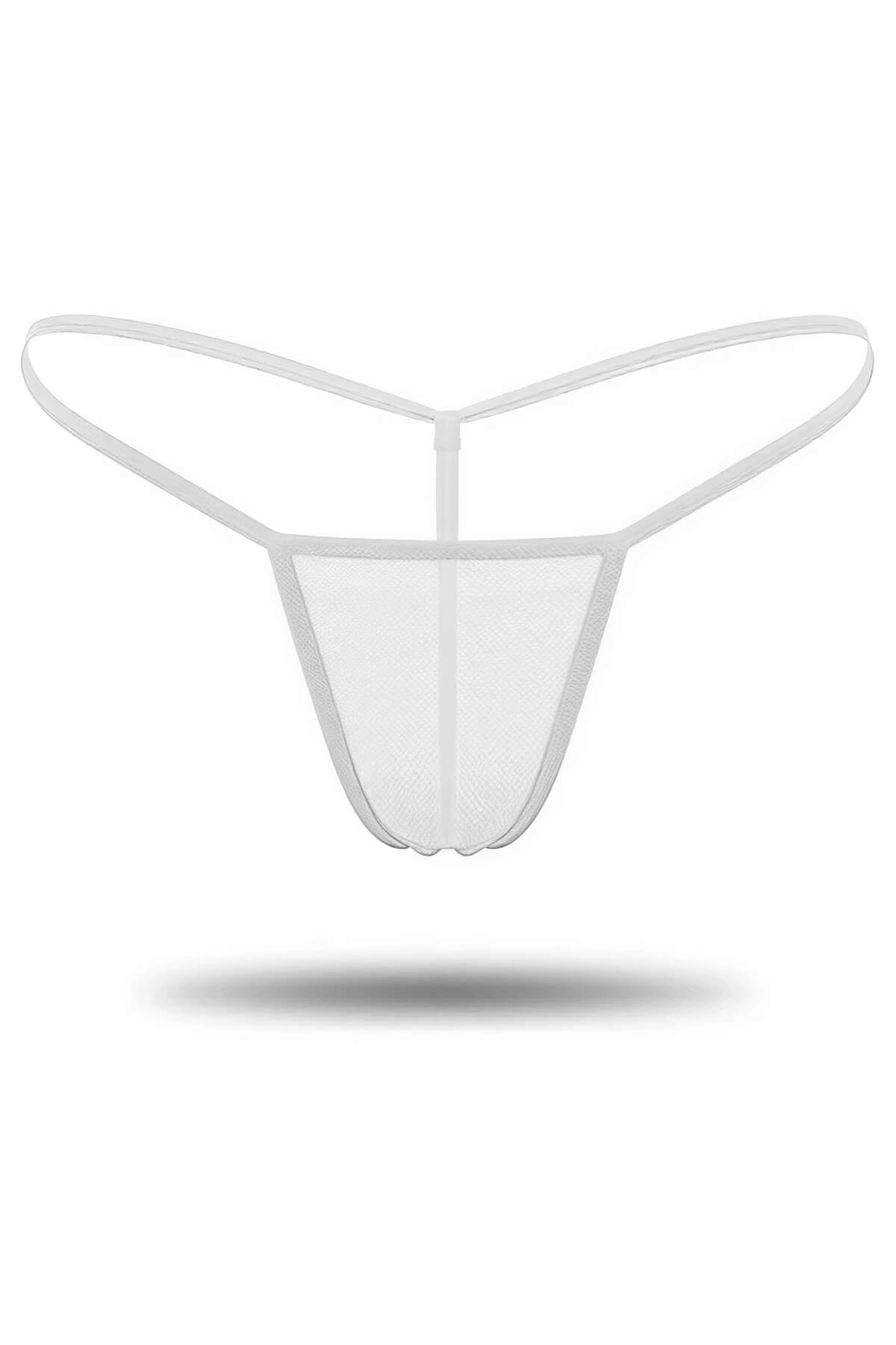 Beyaz Transparan Tül String Tanga TM0368 - Beyaz / M