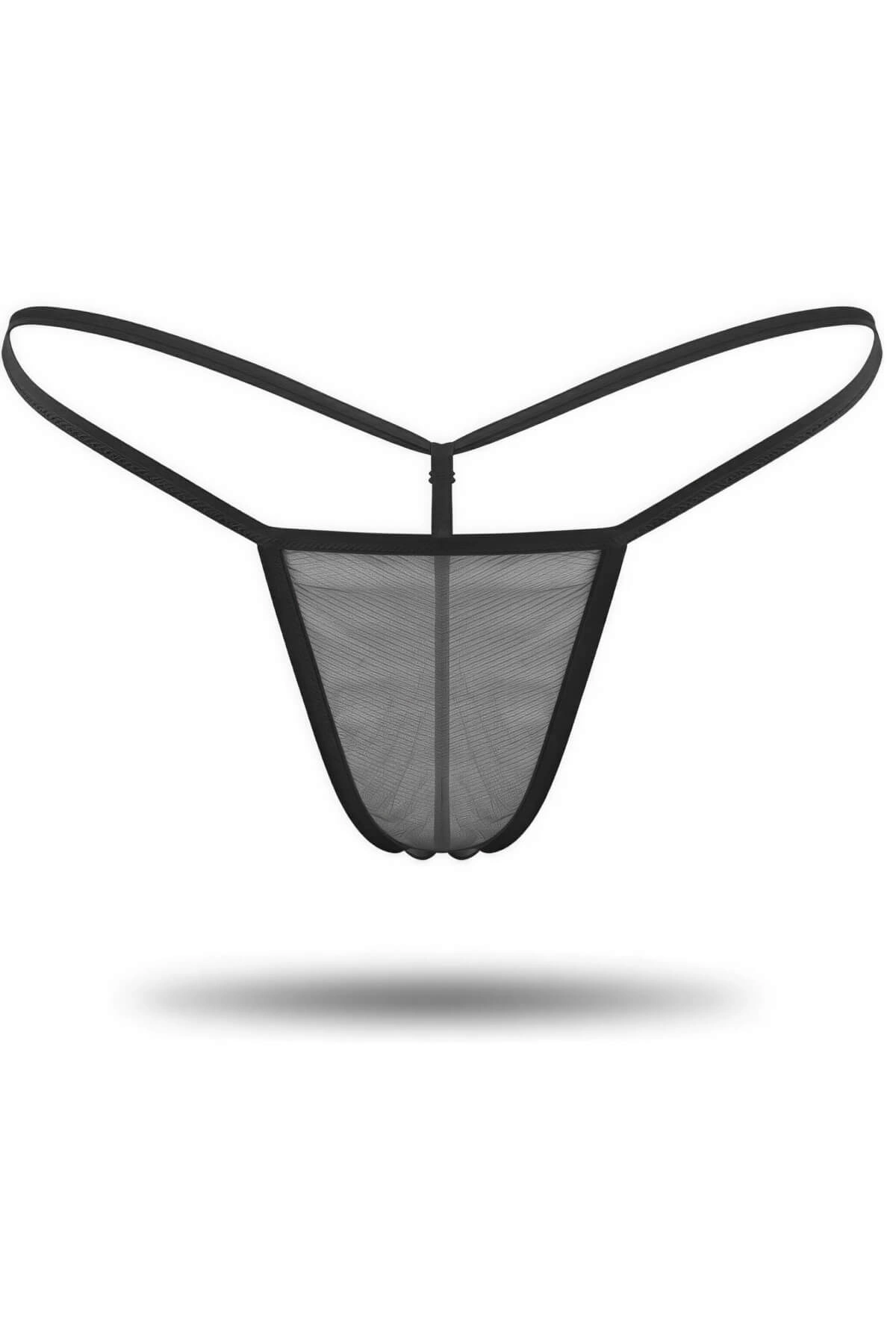 3'lü Renkli Transparan Tül String Tanga TM0369 - Çok Renkli / S
