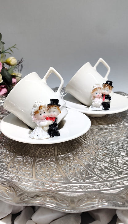 KİRLİNOVA® GELİN DAMAT 2'Lİ PORSELEN FİNCAN TAKIMI