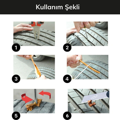 BUFFER® 6 Parça Araba Motosiklet Otomobil Bisiklet Lastik Tamir Kiti Araç Bakım Seti