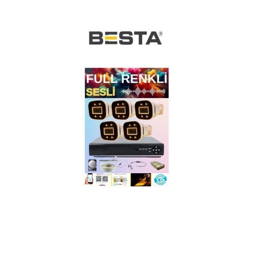 Gerçek 5 Mp 5 Kameralı Gece Renkli Sesli 3 Tb HDD Dahil Ahd Güvenlik Seti