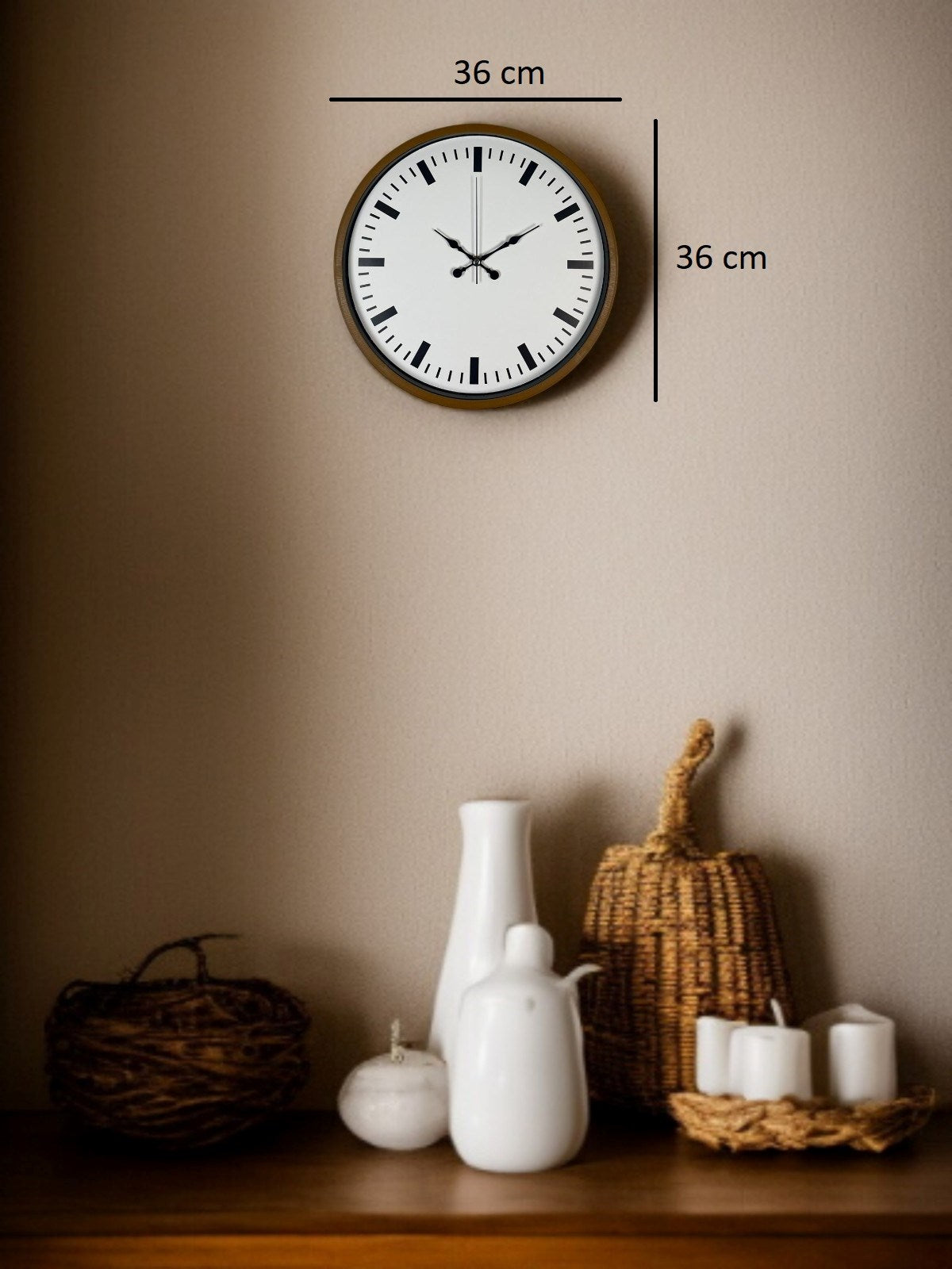 36 Cm Kahverengi Dekoratif Şık Duvar Saati