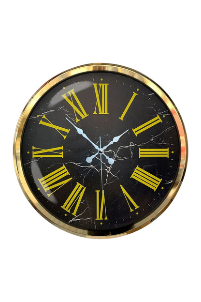 Black Marble Gold 52 Cm Metal Duvar Saati
