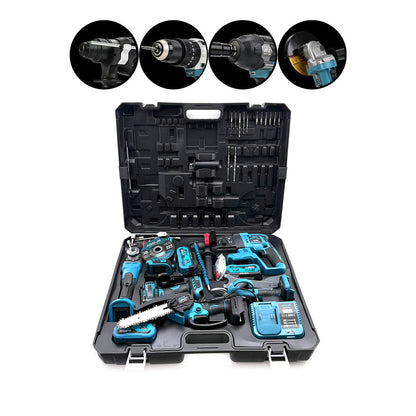 6PCS USTA ELEKTRİKLİ ALET SETİ ŞARJLI=21V SPRAL TAŞLAMA - HİLTİ - BAĞ MAKAS - SOMUN SÖKME - DARBELİ VİDALAMA - BUDAMA TESTERE PLASTİK ÇANTAL ASR-1111 (5643)