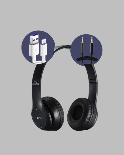 Bluetooth 5.0 Kablosuz Kulak Üstü Kulaklık | Stereo Ses ve Katlanabilir Tasarım