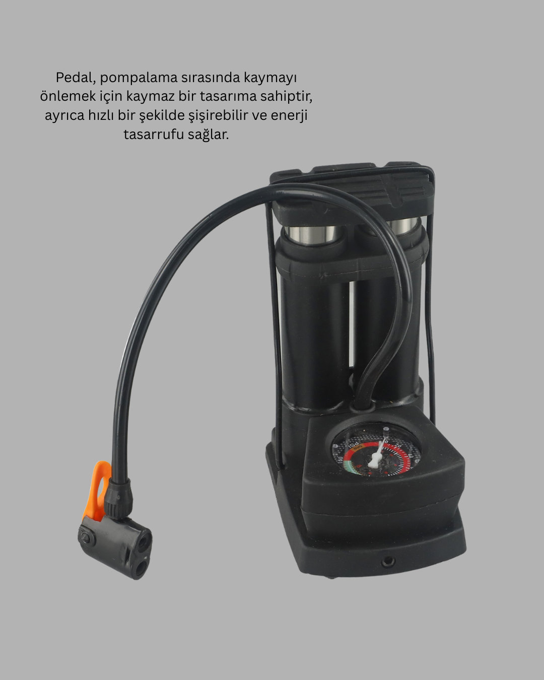 Ayaklı Bisiklet Pompası Basınç Göstergeli Çok Amaçlı
