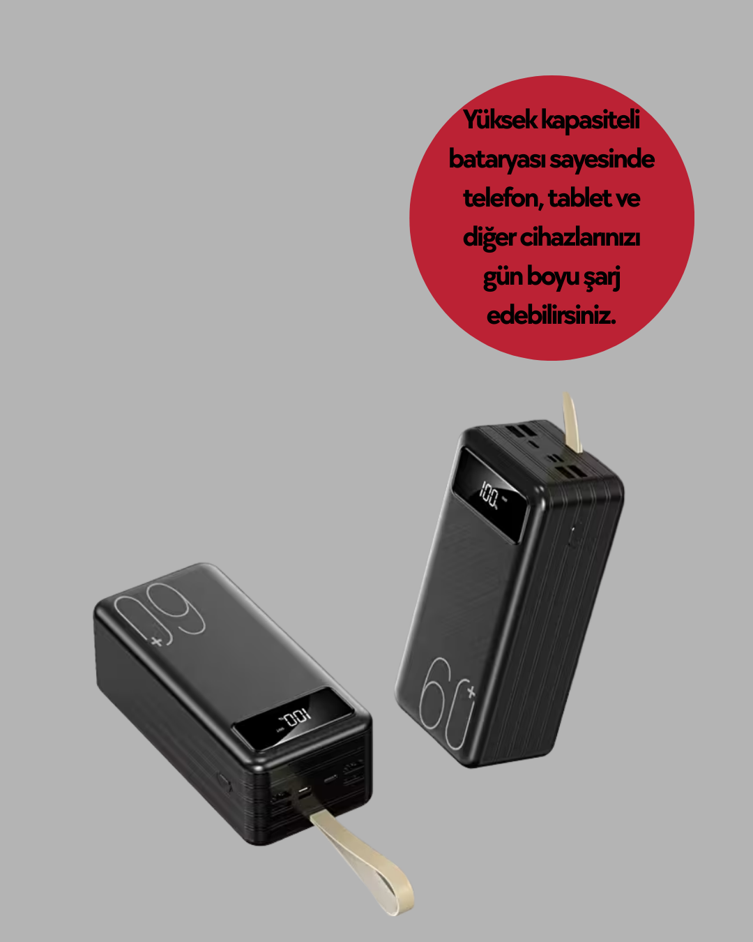 LED Ekranlı Çok Fonksiyonlu Taşınabilir Şarj Ünitesi Powerbank Yeni Nesil