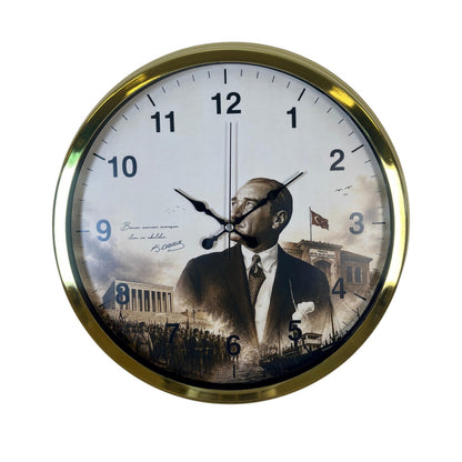 Gold Cumhuriyet Işığı 40 x 40 Cm Metal Duvar Saati