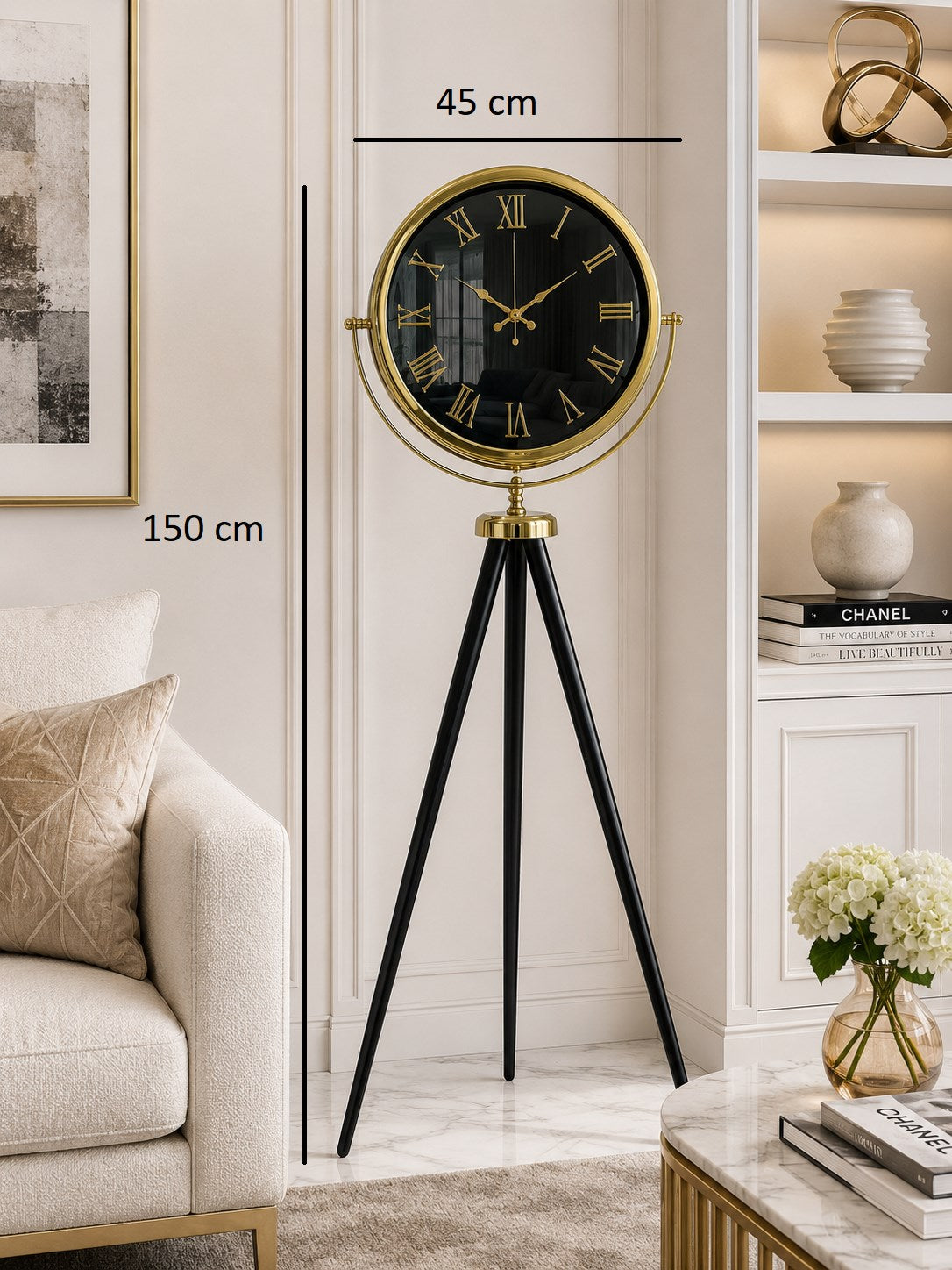 Gold Roma Premium Tripod 150 x 45 Cm Ayaklı Saat
