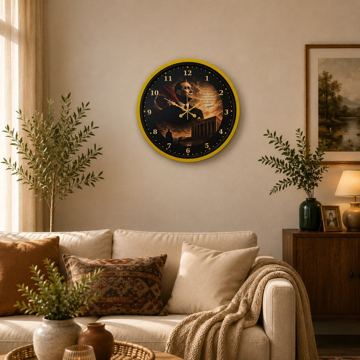 Sarı Cumhuriyet Prestij 36 x 36 Cm Duvar Saati