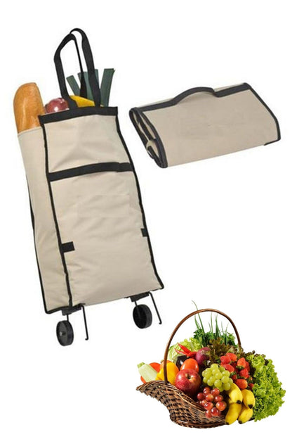 BUFFER® Katlanabilir Tekerlekli Market Çantası,Çok Amaçlı Pazar Arabası,Portatif Alışveriş Bez Torbası