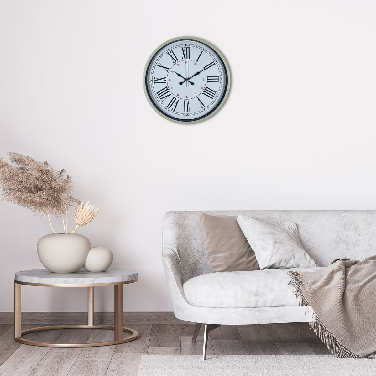 Krem 36 Cm Dekoratif Modern Duvar Saati