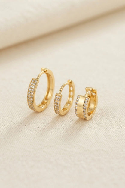 3 lü Set Gold Renk Halka Model Küpe