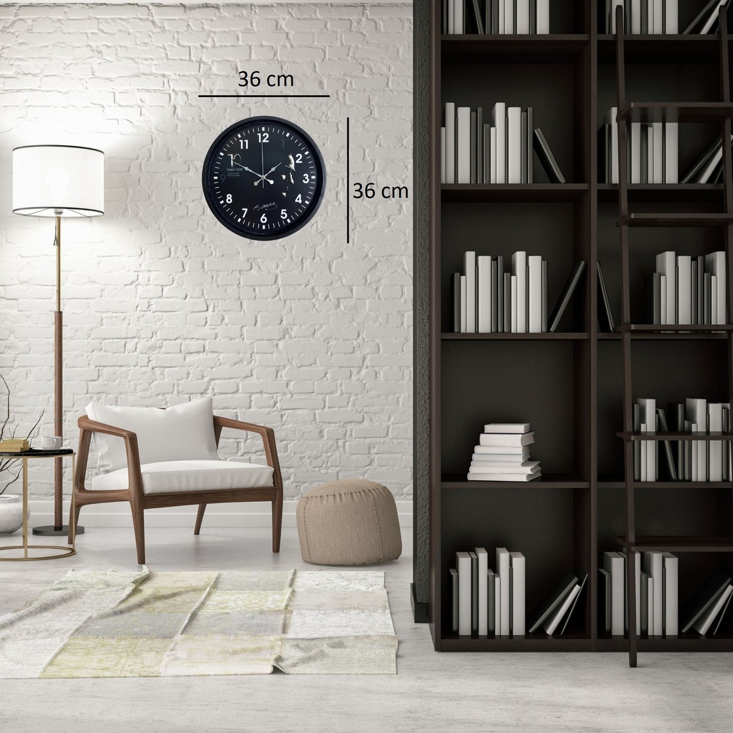 Atatürk Tasarımlı Siyah 36 Cm Premium Duvar Saati