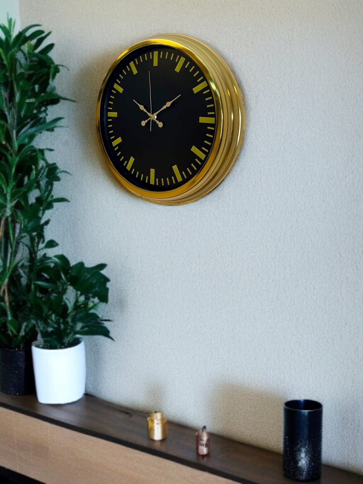 Zarif Klasik Stil 40 Cm Metal Gold Duvar Saati