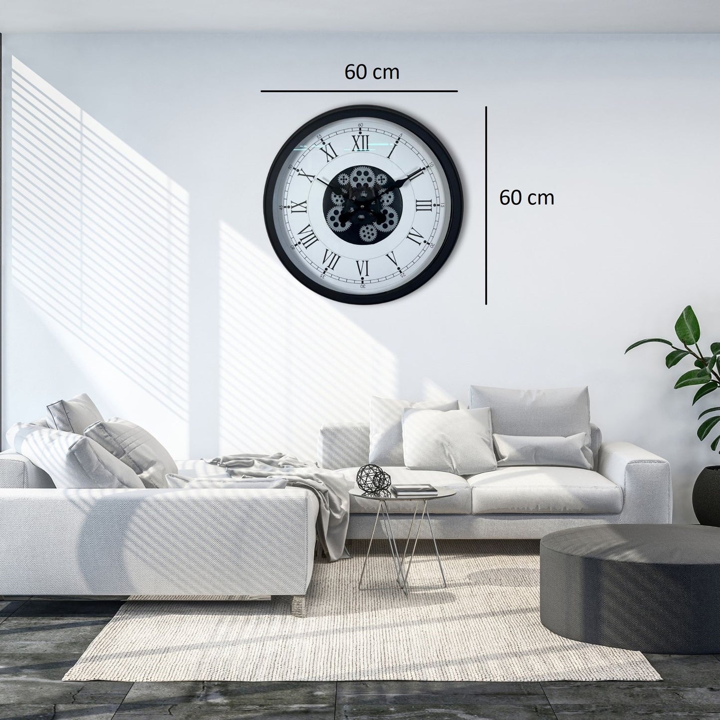 Roma Signature 60 Cm Çarklı Siyah Duvar Saati