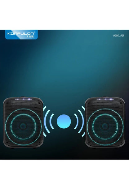 F39 25W Sürücülü RGB Işıklı 2 Adet Mikrofonlu Bluetooth 5.3 Kablosuz Hoparlör – Siyah