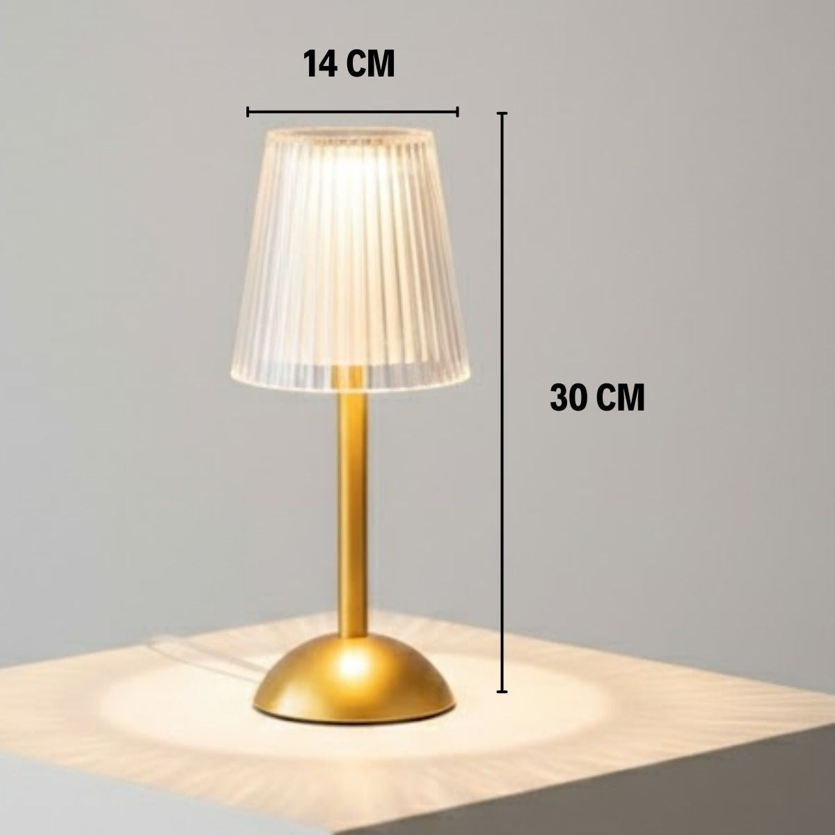 BUFFER® Uzun Klasik Çizgili Model LED Masa Lambası – Dokunmatik, 3 Renk Işık Modlu, Şarjlı Dekoratif Gece Lambası