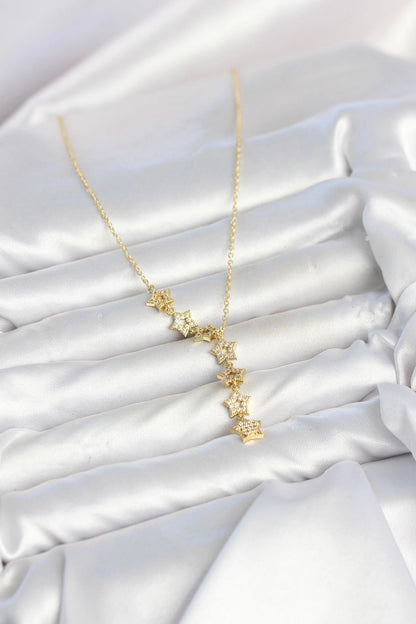 316L Çelik Yıldız Model Gold Renk Zirkon Taşlı Kadın Kolye