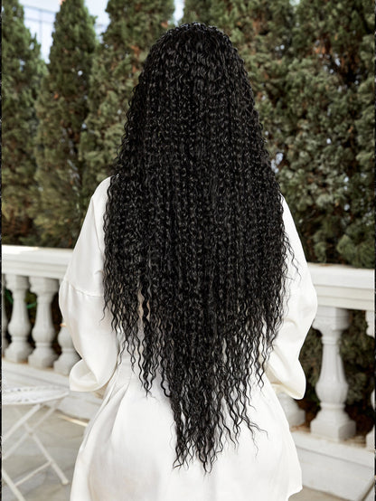 Afro Dalga Fiber Sentetik Tül Peruk - Siyah