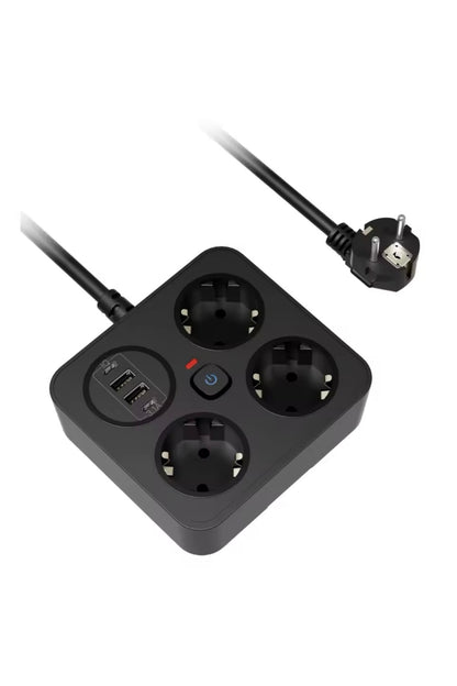 AKIM KORUMALI Avrupa Soket Kartı Tip-C Usb 2 m Uzatma Kablosu Emniyet Anahtarı ile