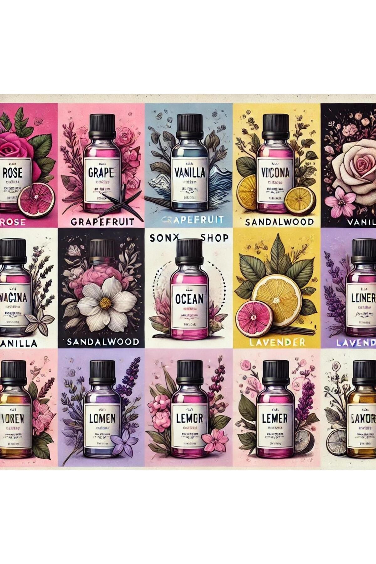 Favori 10'lu Set Esansiyel Uçucu Yağ Buhurdanlık Hava Nemlendirici Aroma Difüzörü Kokusu Esans